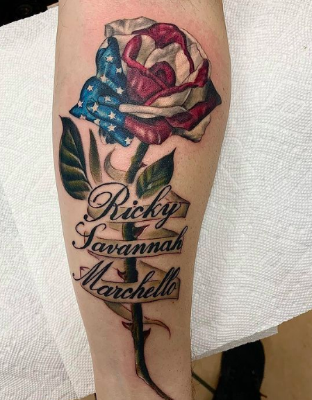 Tattoos - American Flag Rose - 142418
